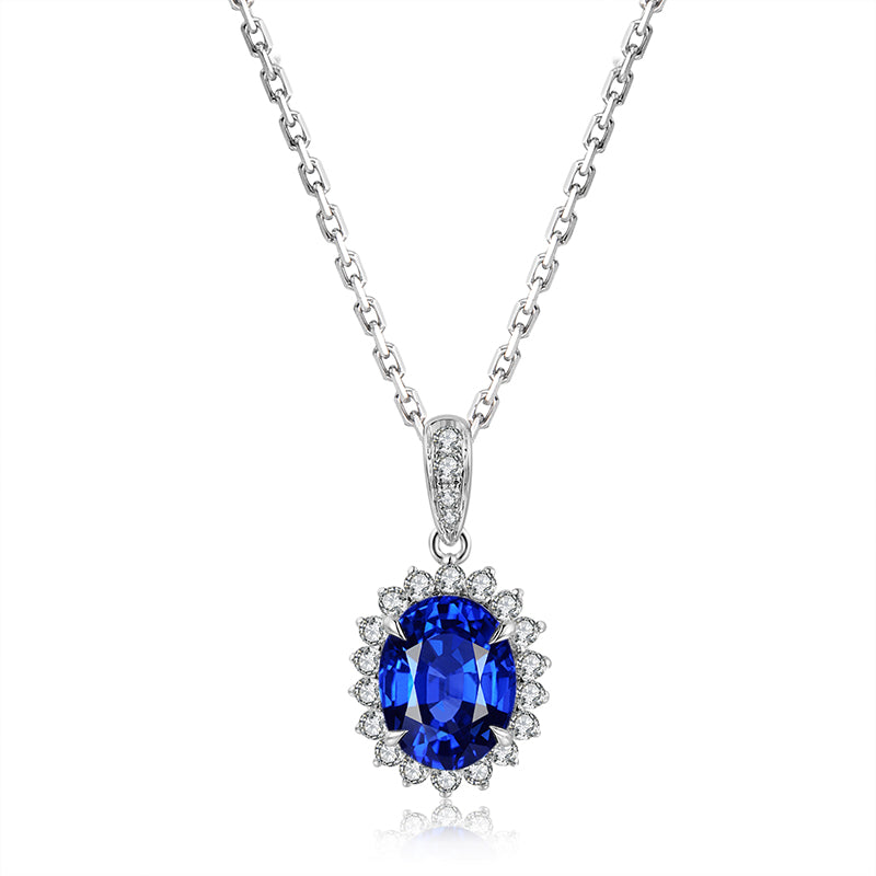 S925 Collier de pierre gemme en argent 2.4g créé par le laboratoire