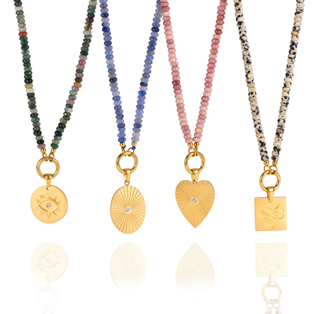 Collier en acier titane pierre naturelle léger de luxe et style de niche
