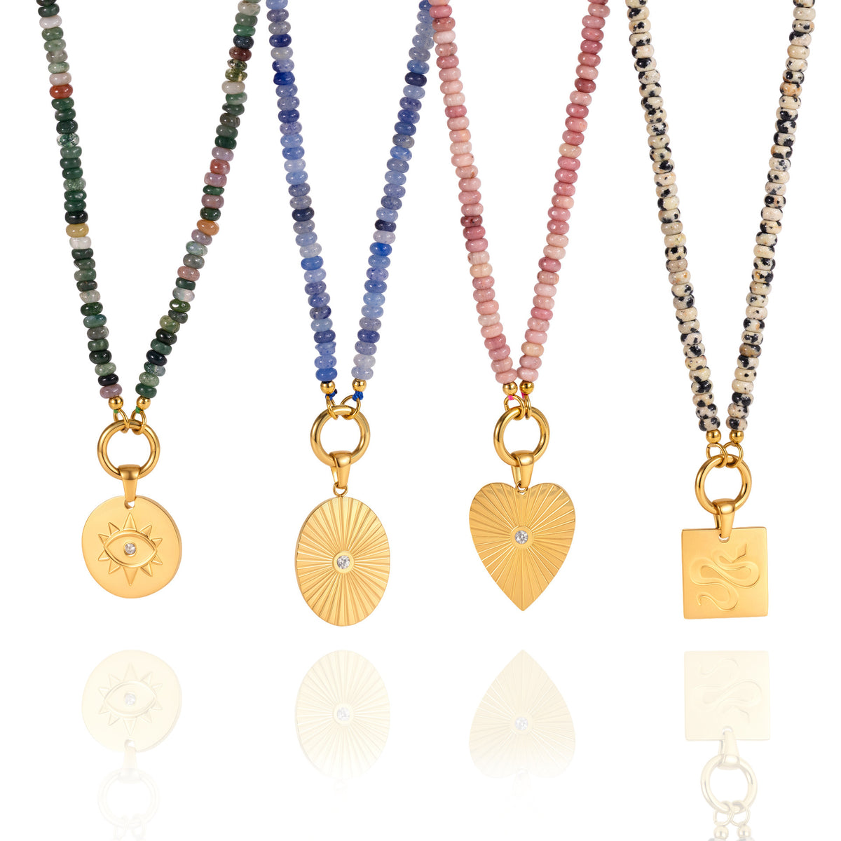Collier en acier titane pierre naturelle léger de luxe et style de niche