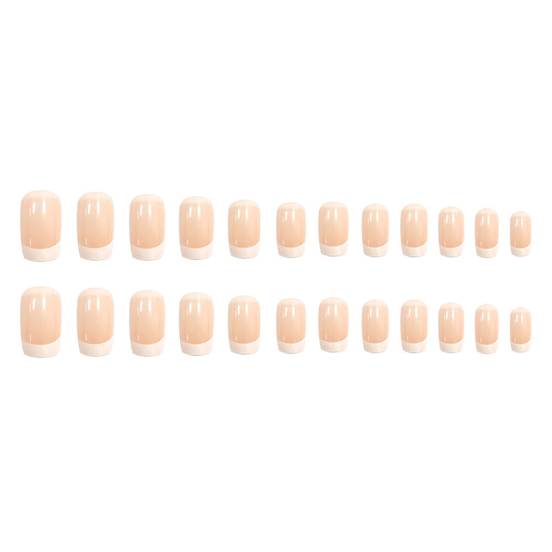 Fausses ongles roses carrés 24 pièces - Minimaliste français Y2k Girl's Nail Art Set. Convient