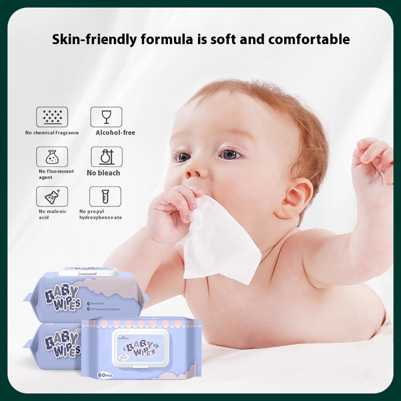 English Baby Wipes Big Bag 80 Essuie-gumettes Tissu humide nouveau-né