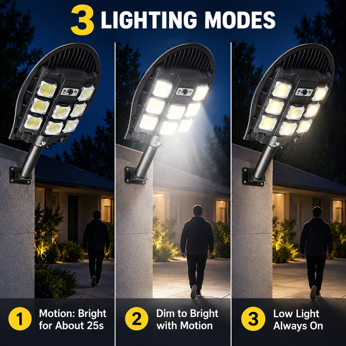 Solar Powered Motion Sensor COB Garden Light W7103B 3 Pour la décoration de jardin LED Landscape Li