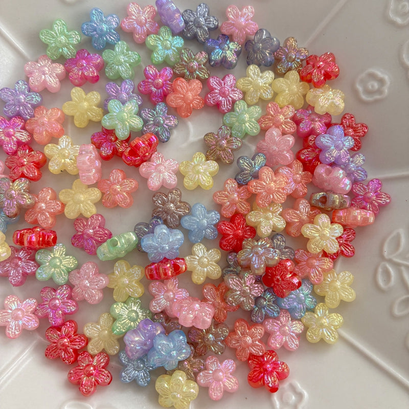 10mm couleur mixte perles de fleurs acryliques cinq-pieds