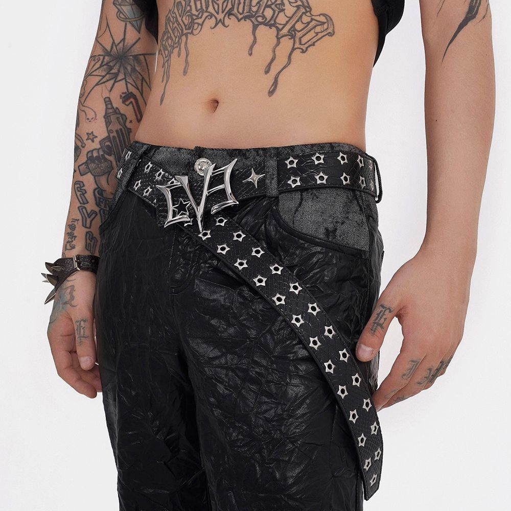 Mens Rivet Retro Ceinture en cuir élégant