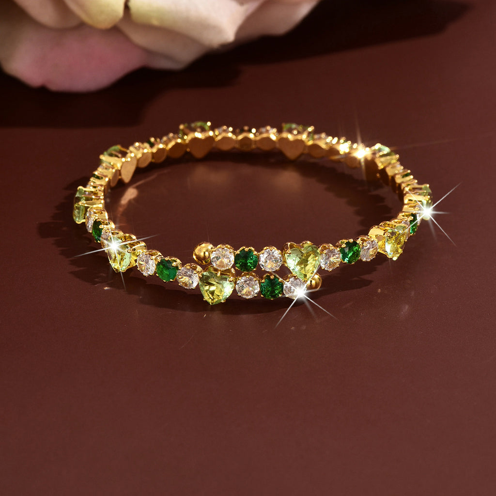 Femmes Simulated Peridot Emerald CZ Bracelet de tennis