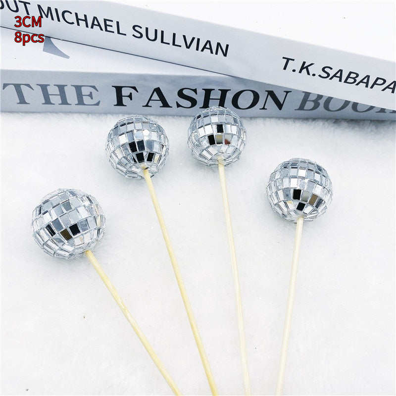 Disco Ball Cake Décoration avec bâton en bois