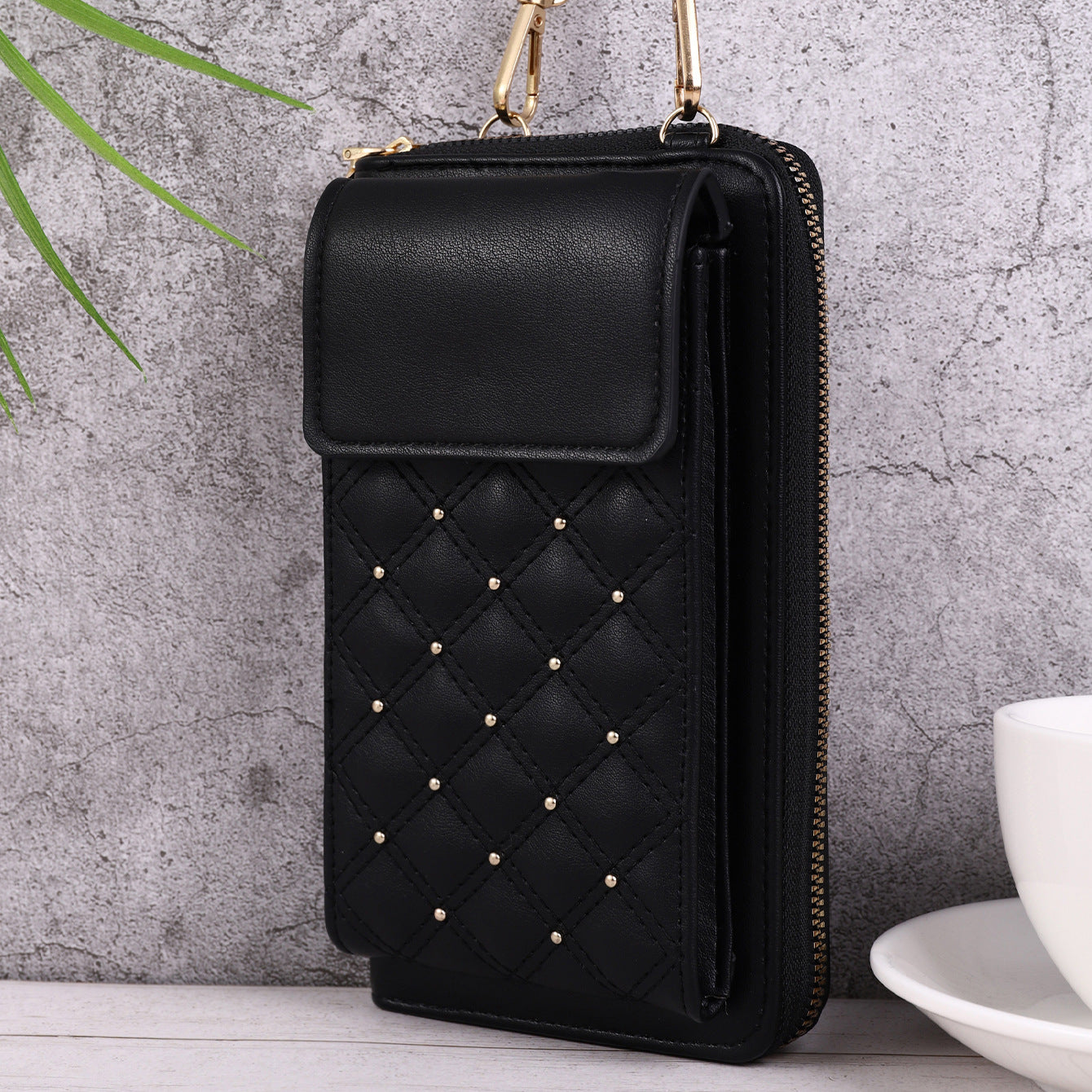 Mode tout-match Mobile Phone Bag Style classique Rhombus Light Luxury