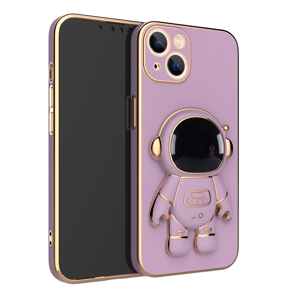 Étui de téléphone mobile Astronaute à trois dimensions All-inclusive Anti-fall Electroplating Brack