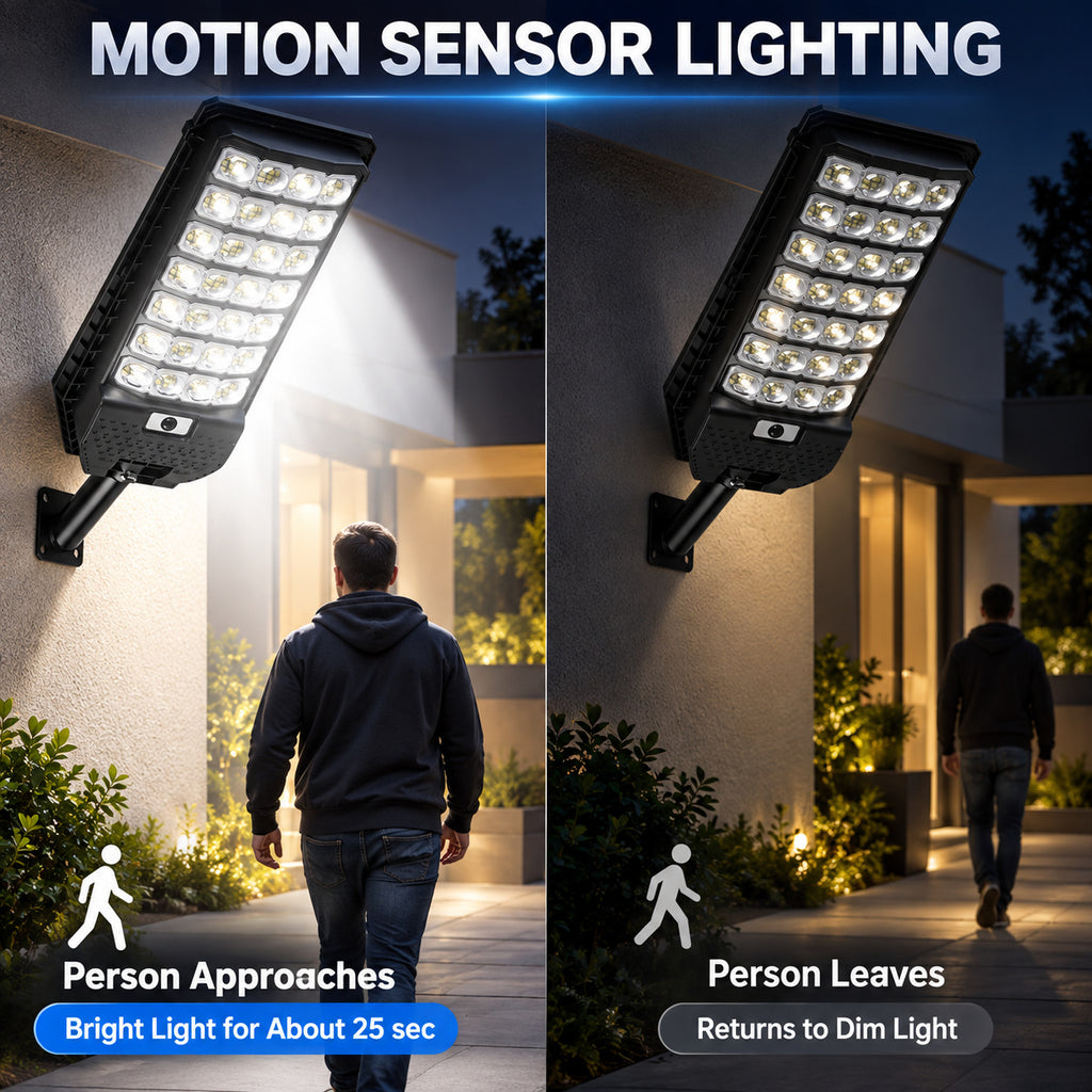 Solar Powered Motion Sensor Outdoor Light W7208 7 Noir pour Garden Yard Street Wall LED