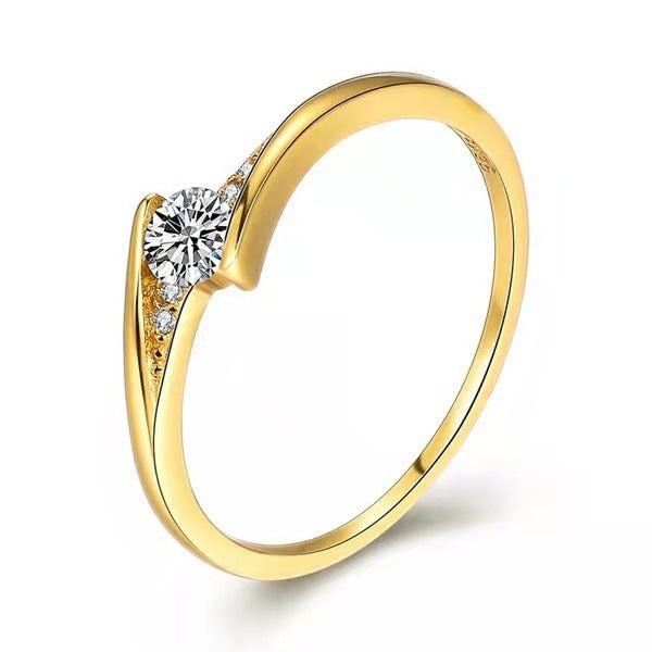 Bague de fiançailles ronde en alliage d'or pour hommes