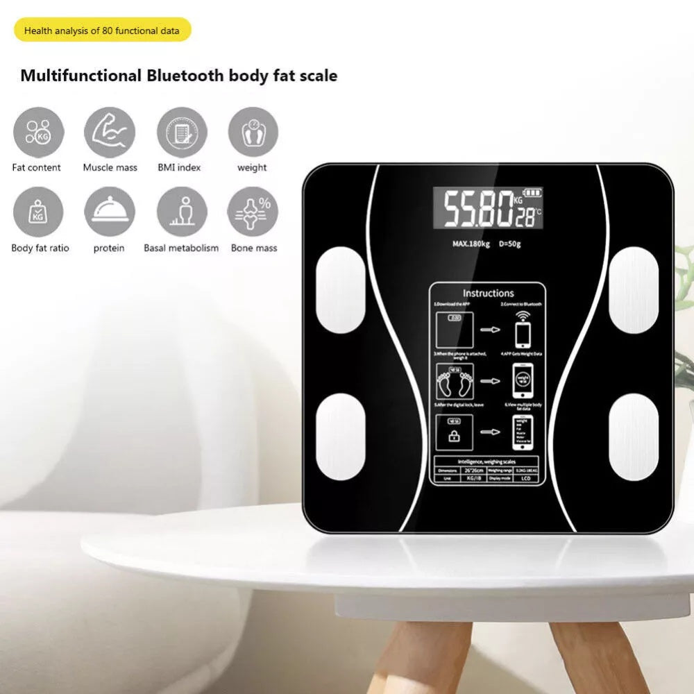 Body Fat Scale 180 Kg Bluetooth Smart BMI échelle de salle de bain sans fil numérique