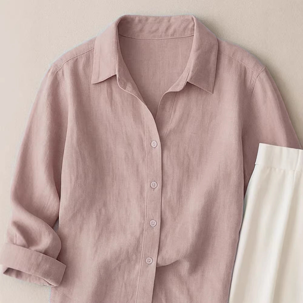Chemise décontractée en couleur unie de style français