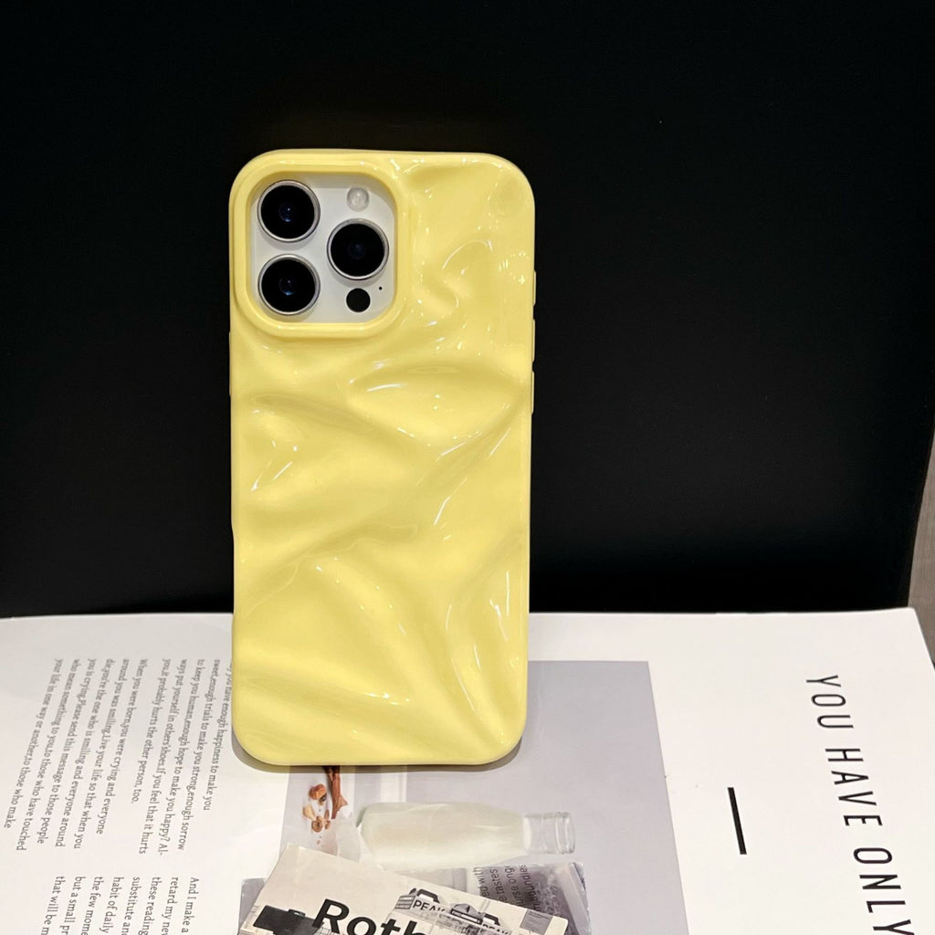 Ins Style Trois dimensions motif plissé Macaron série de couleurs Case téléphone