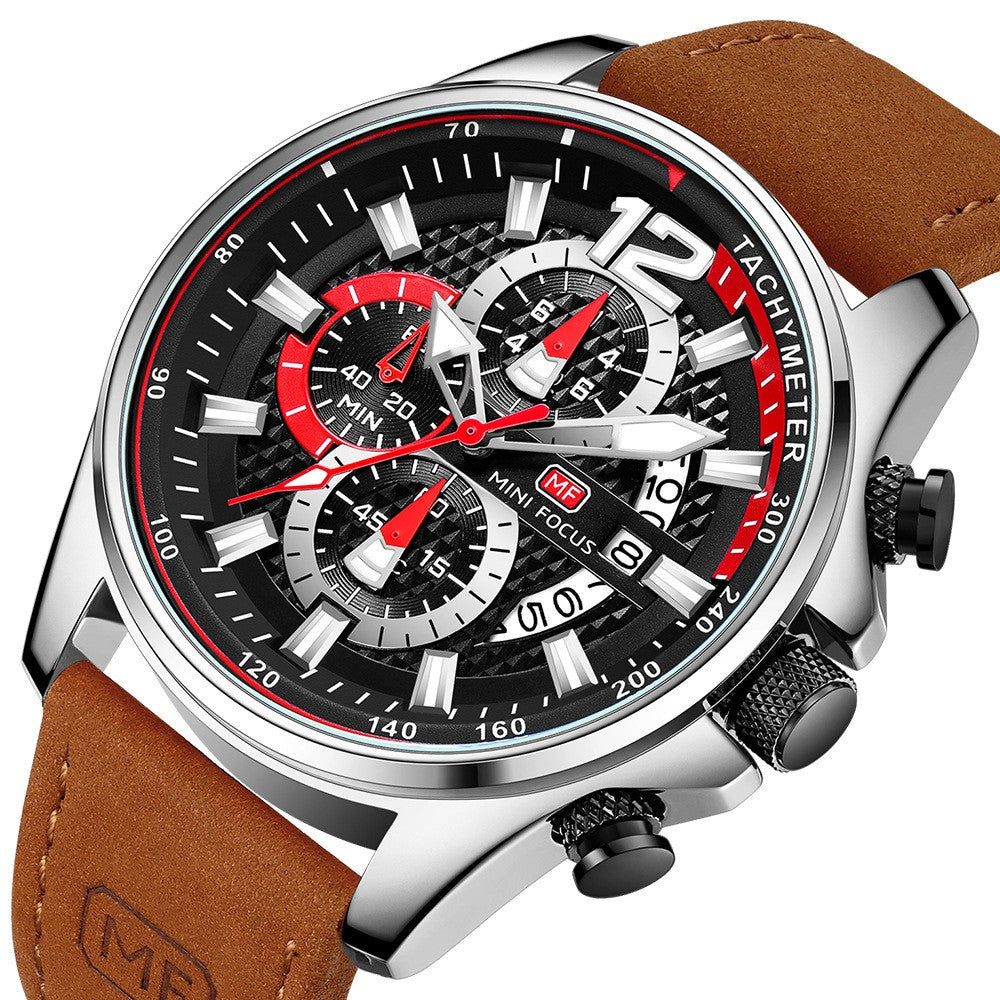 Multifonctionnel Sports imperméable hommes montre Crazy Horse Ceinture