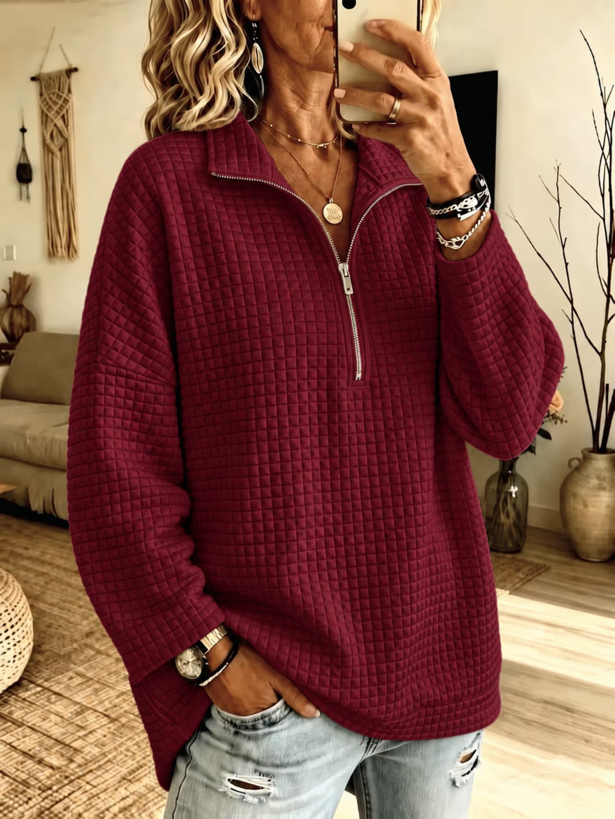 Chemise à manches longues à fermeture à glissière