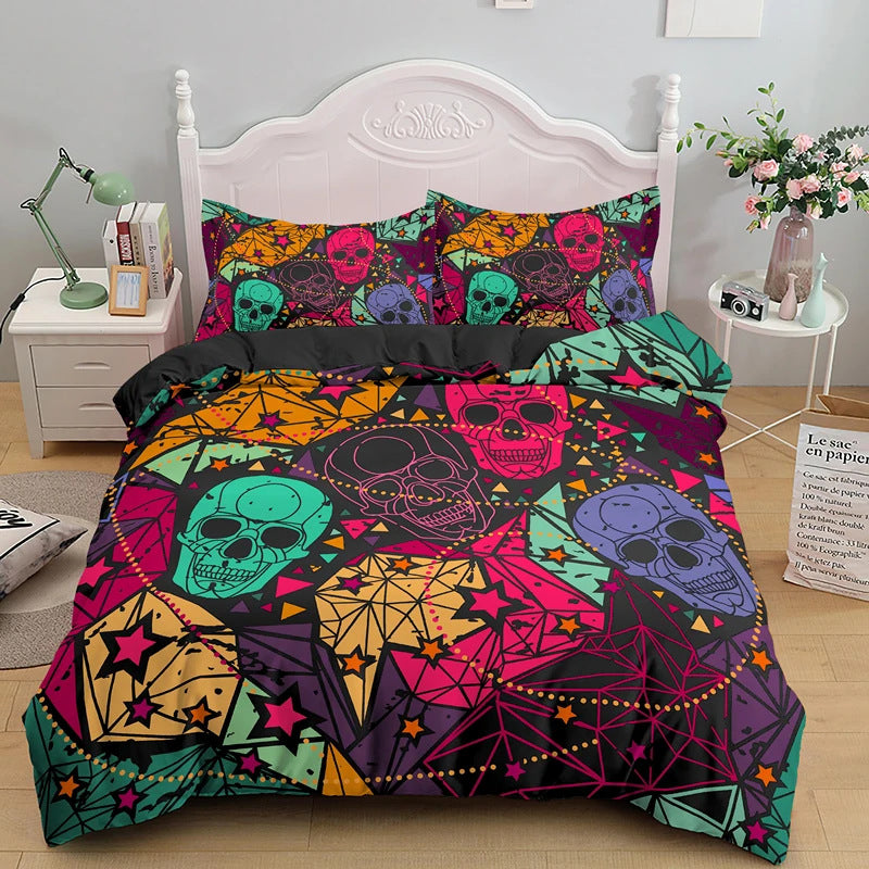 Crâne d'Halloween Imprimé Couverture matelassée Costume gothique