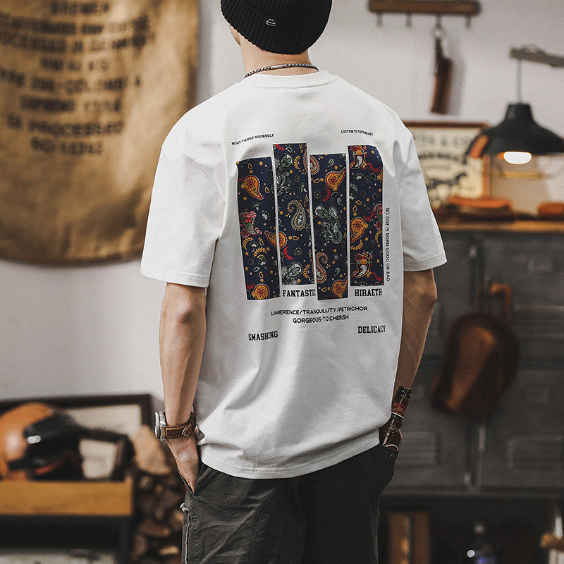 T-shirt vintage homme style américain T-shirt à manches courtes