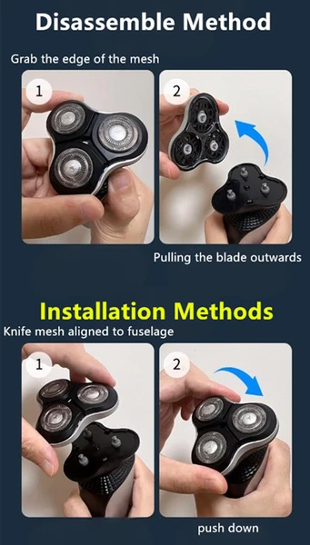 Rasoir Électrique Hommes Razor Rotary Imperméable à l'eau Pop-Up Trimmer humide sans fil sec