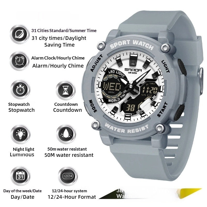Élèves Dual-display Luminous Chronograph Watch for Hiking
