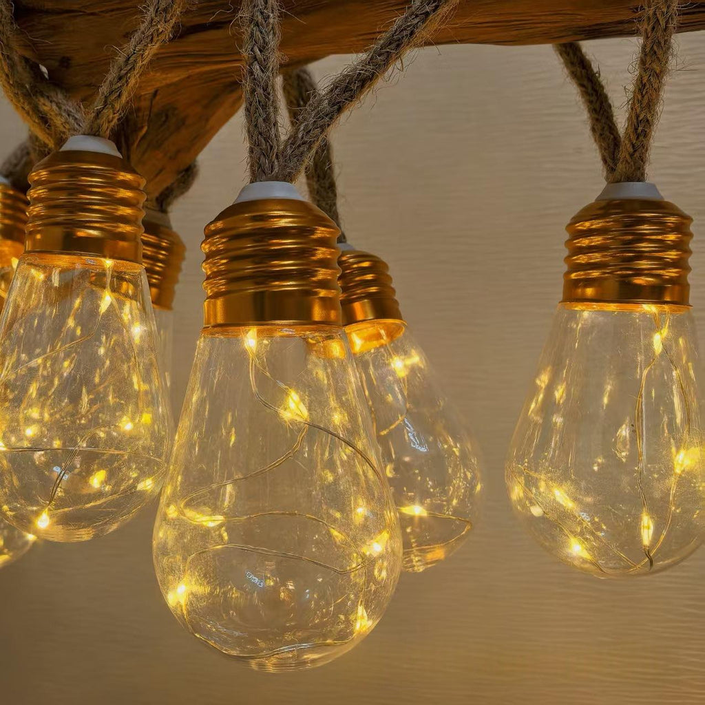 Lumières extérieures à chaîne de chanvre à propulsion solaire
