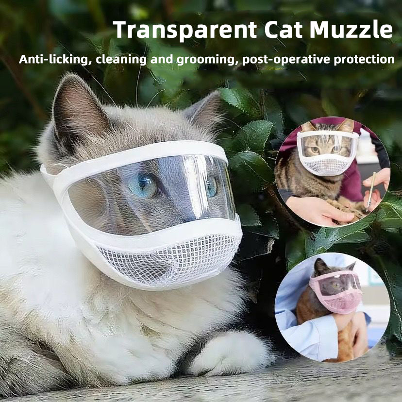 Chat Anti Bite Muselière Transparente Respirante Muselière Mesh Pour Grooming Nail Trimming Bain