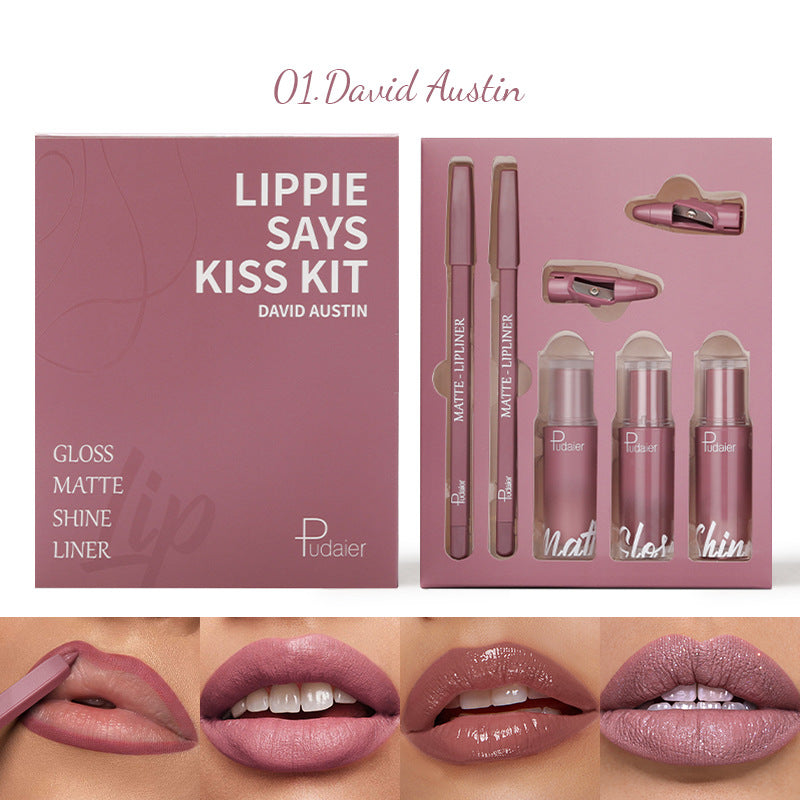 Lip Glaze Lip Matte Dewy and Shimmering Lipstick Gift Set 5 pièces