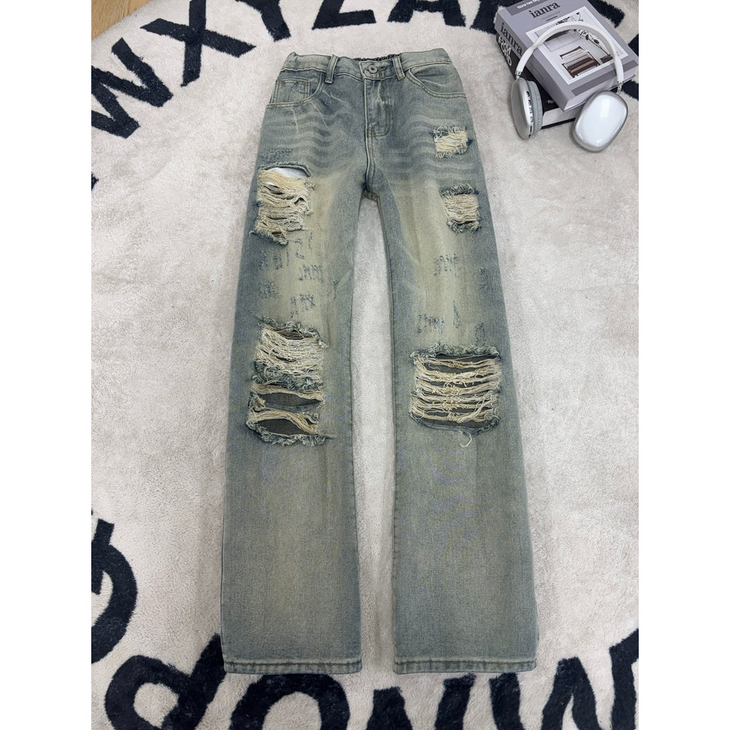 Jeans escamotés à large jambe pour hommes