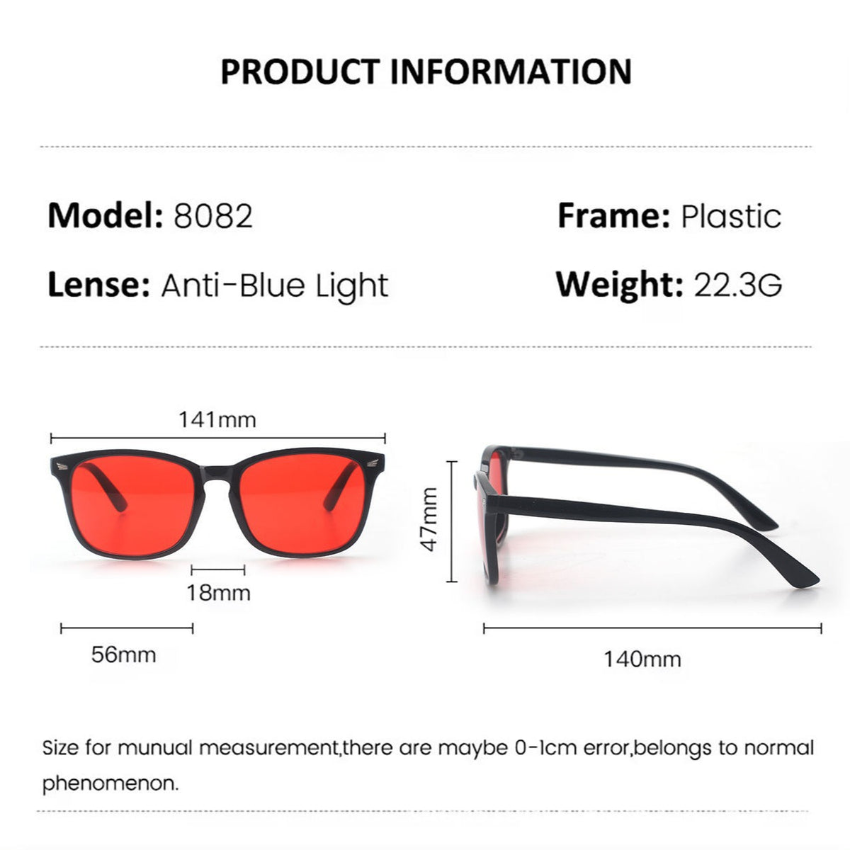 Lunettes UV orange rouge anti-bleu