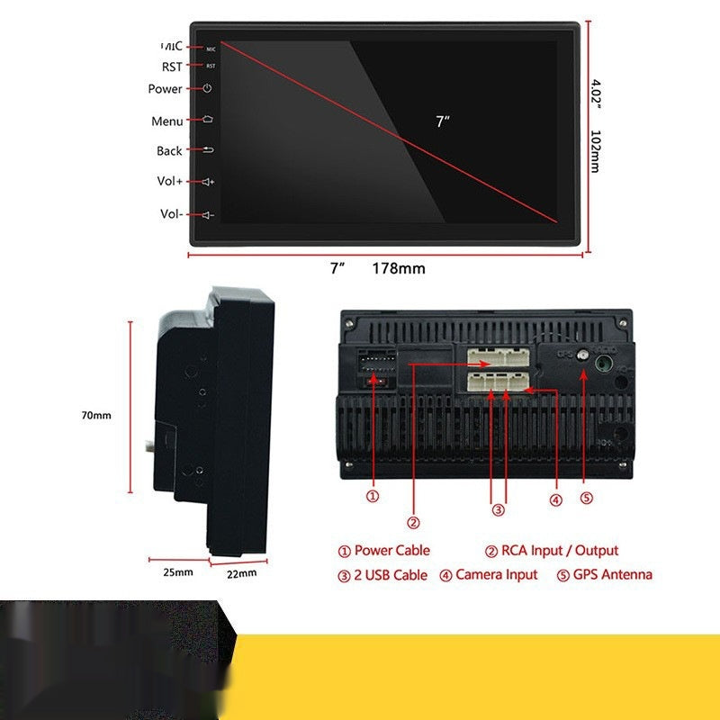 7 pouces HD voiture Bluetooth lecteur MP5 Android Une machine universelle