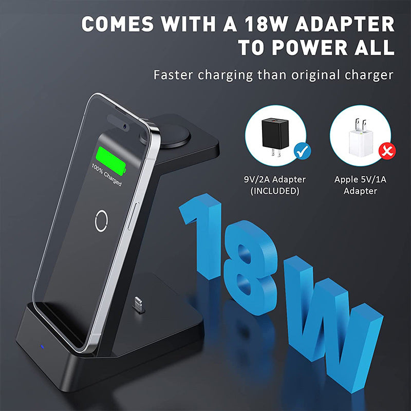Chargeur sans fil Chargeur de bureau 3 en 1 18W