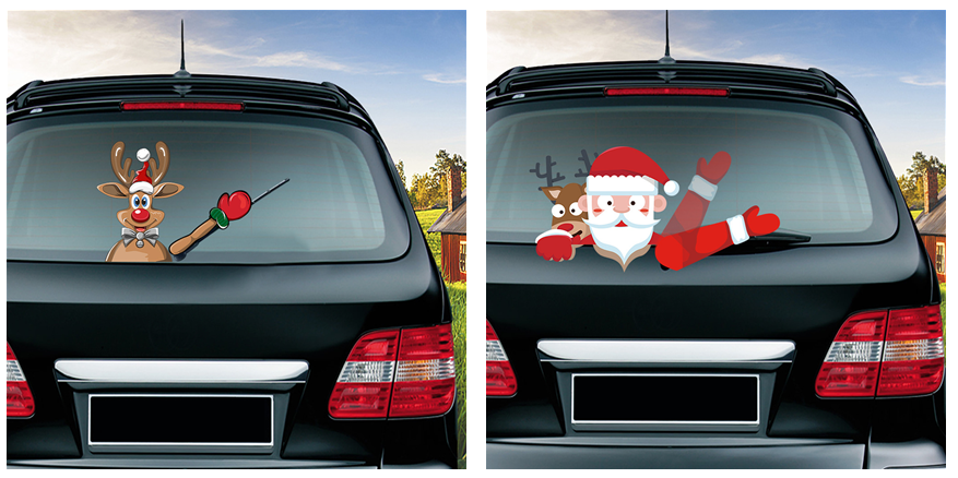 Populaire essuie-glace Santa Claus autocollant peut enlever la voiture arrière essuie-glace Sticker Car Sti
