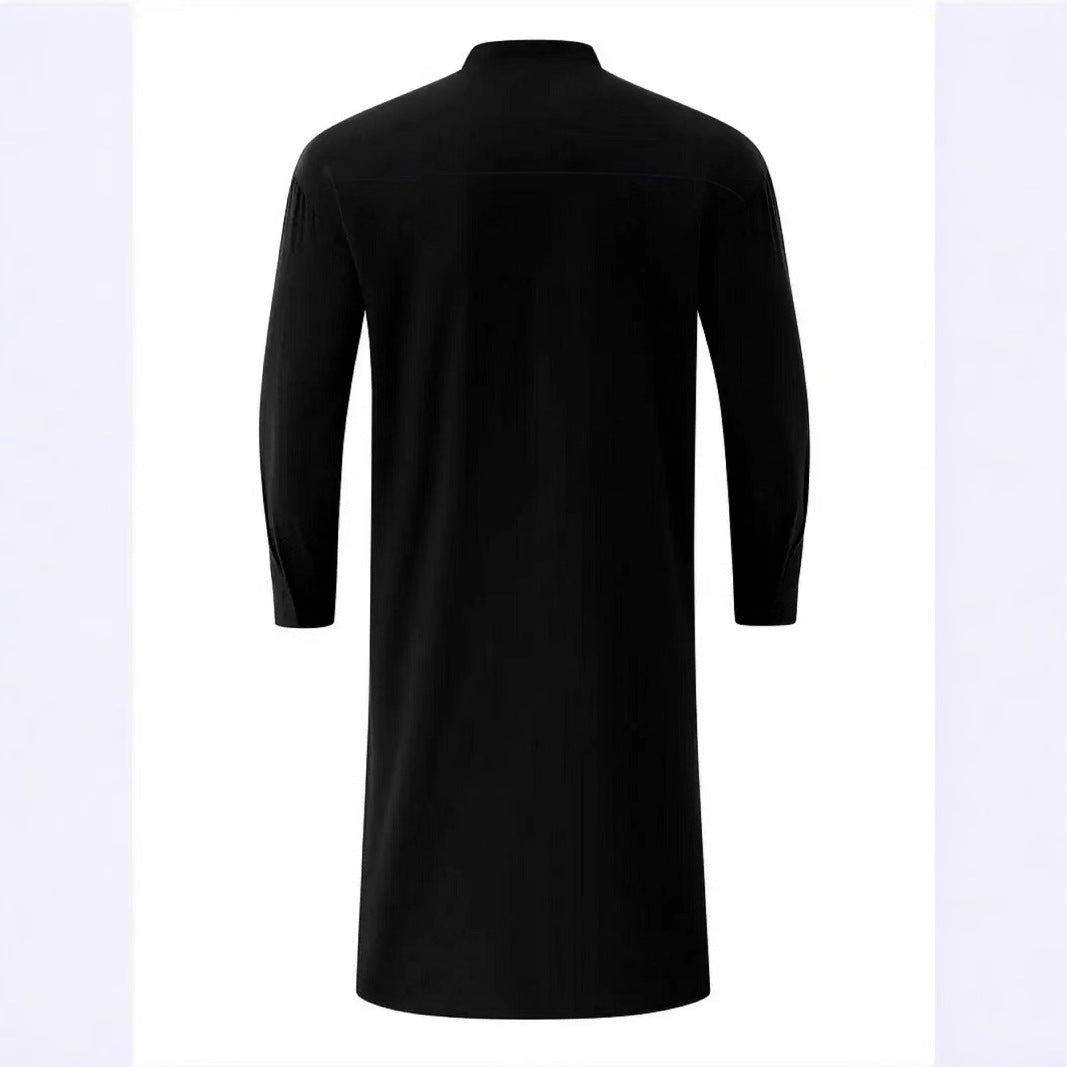 Robe de collier de stand d'affaires Slim Fit Casual Slim Sleeve, couleur solide pour homme