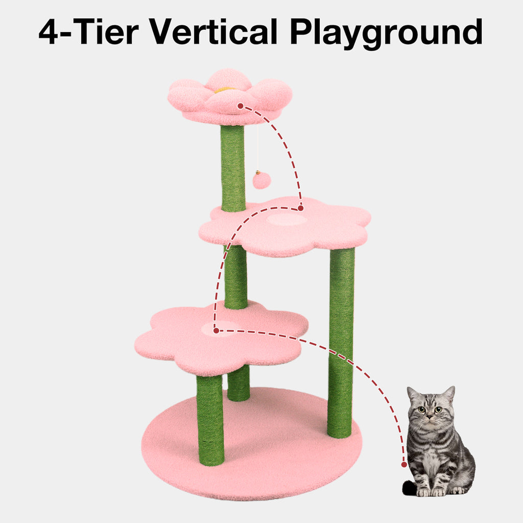 Arbre de chat avec perche confortable amovible & poteaux de scratch Suspension & Jouet Furnit de chat multi-niveaux
