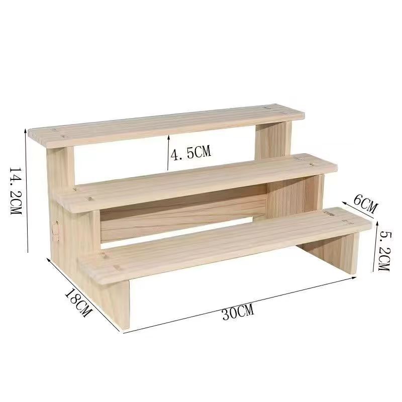 Affichage de rangement en bois à niveaux pour jouets Unité de rayonnage en bois massif
