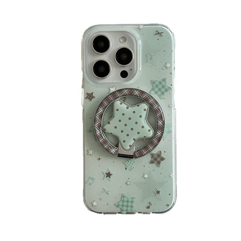 Étui de téléphone plat vert avec support magnétique