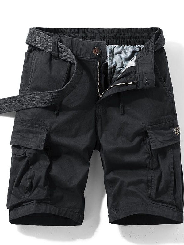 Army Green Cargo Shorts Homme d'été de style japonais Cityboy lourd pantalons occasionnels droite Vi