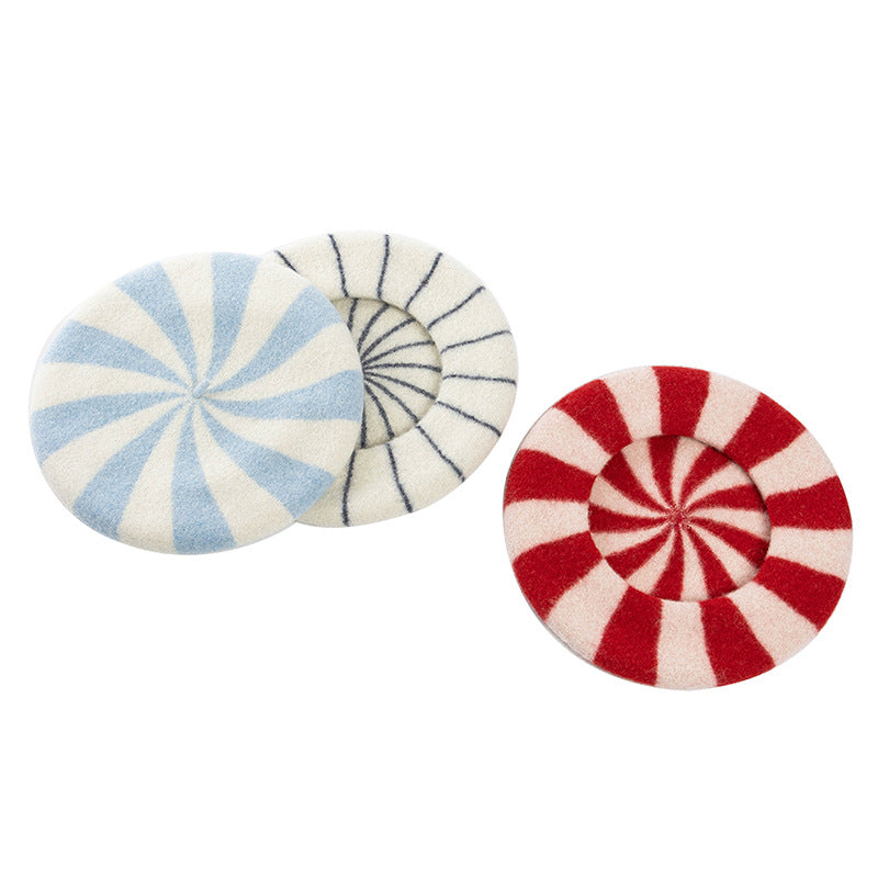 Beret de laine à rayures mode, couleur candy