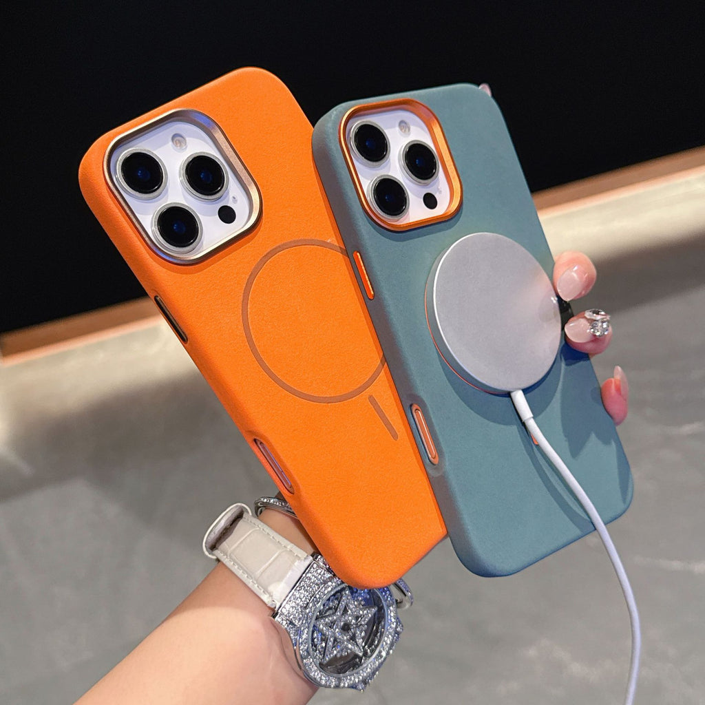 Éléphant Motif en cuir Cercle fin Aspiration magnétique Cas de téléphone