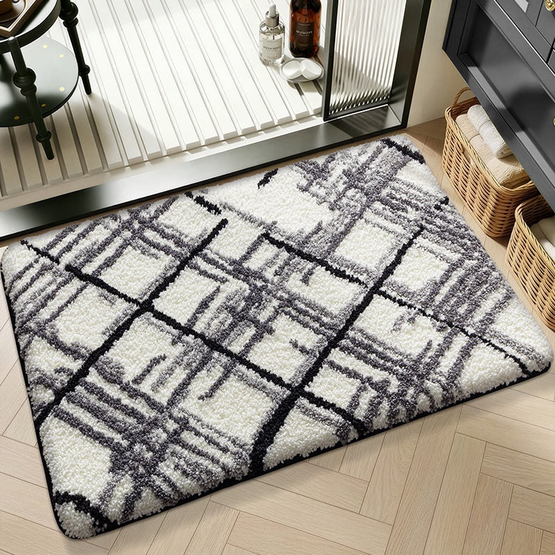 Tapis de sol géométrique non glissant, absorbant l'eau