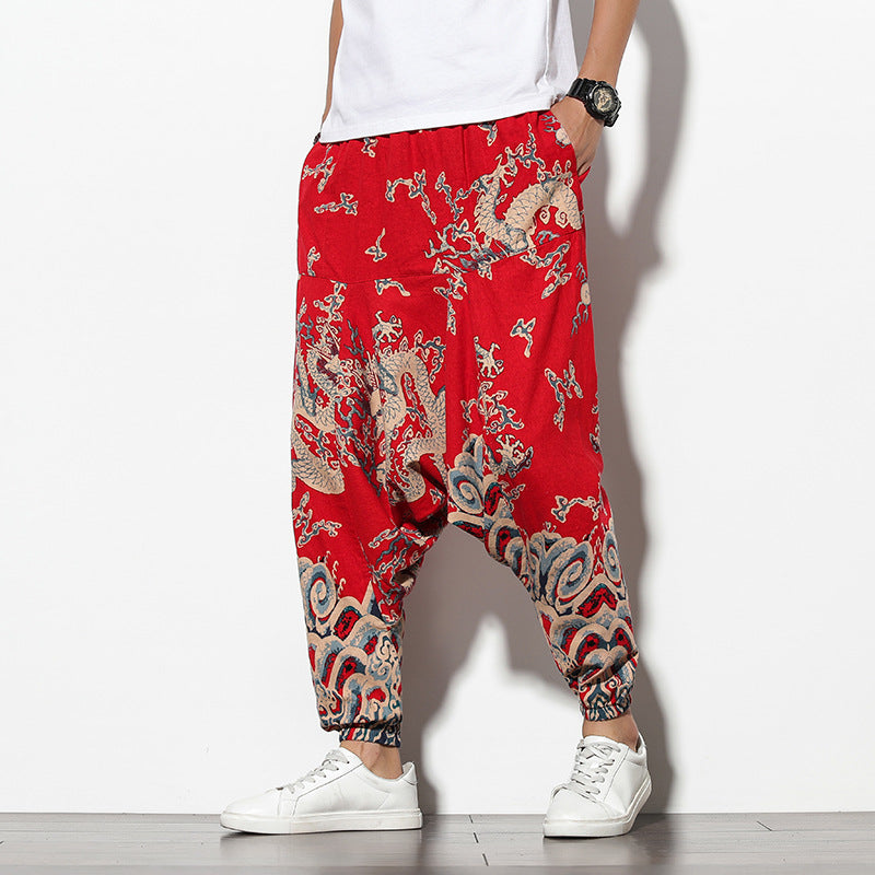 Été Bohème Loose Large-leg Eléphant Flower Beach Pantalons
