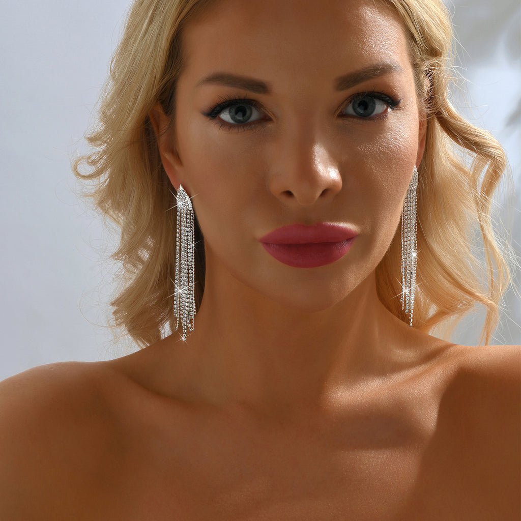 Boucles d'oreilles Multi Strand Long Tassel pour femmes