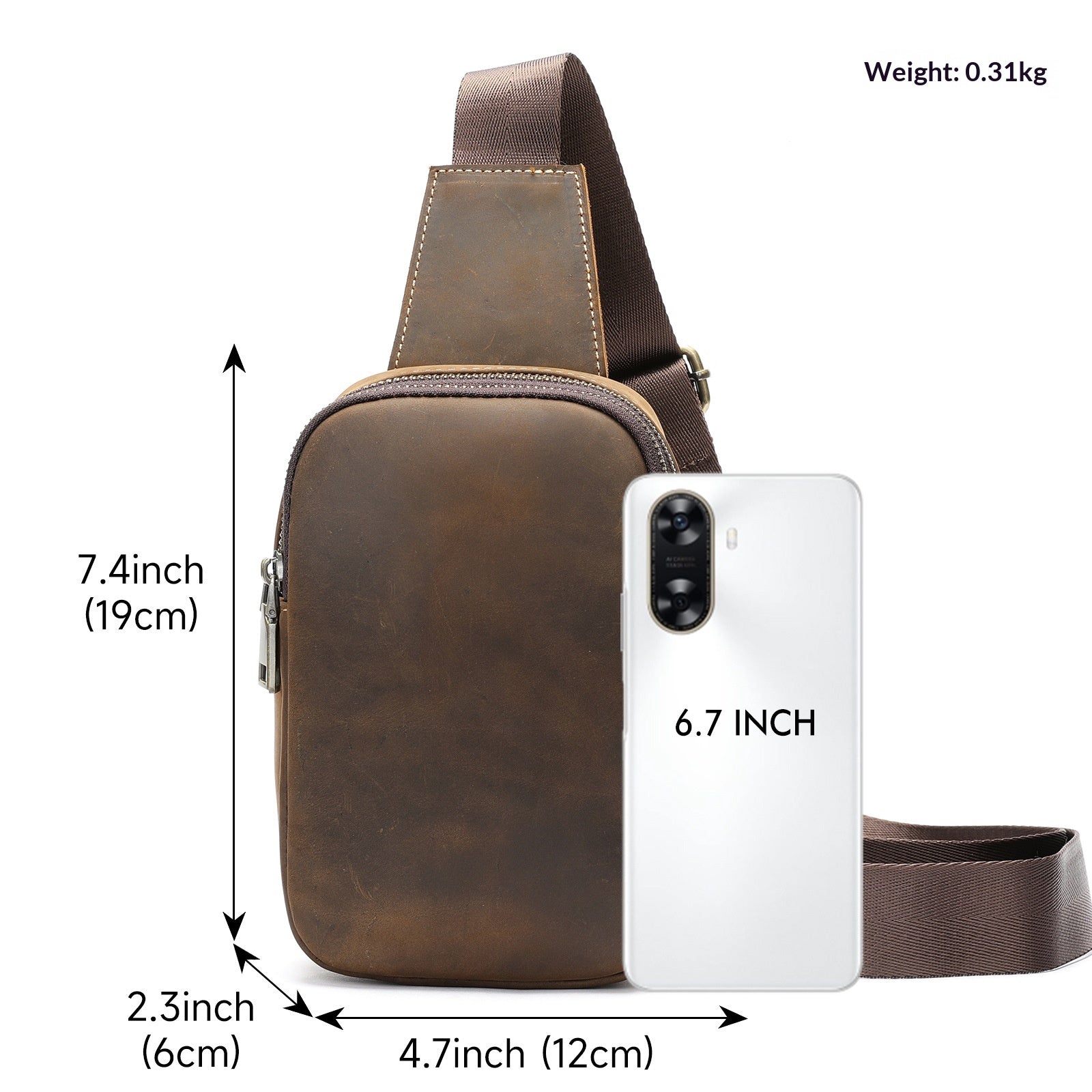 Sac de poitrine vertical pour hommes rétro occasionnel