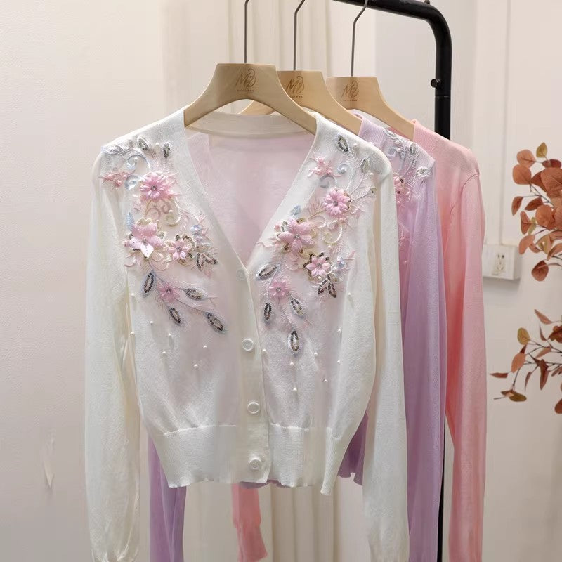 Cardigan en tricot pour femmes à col V