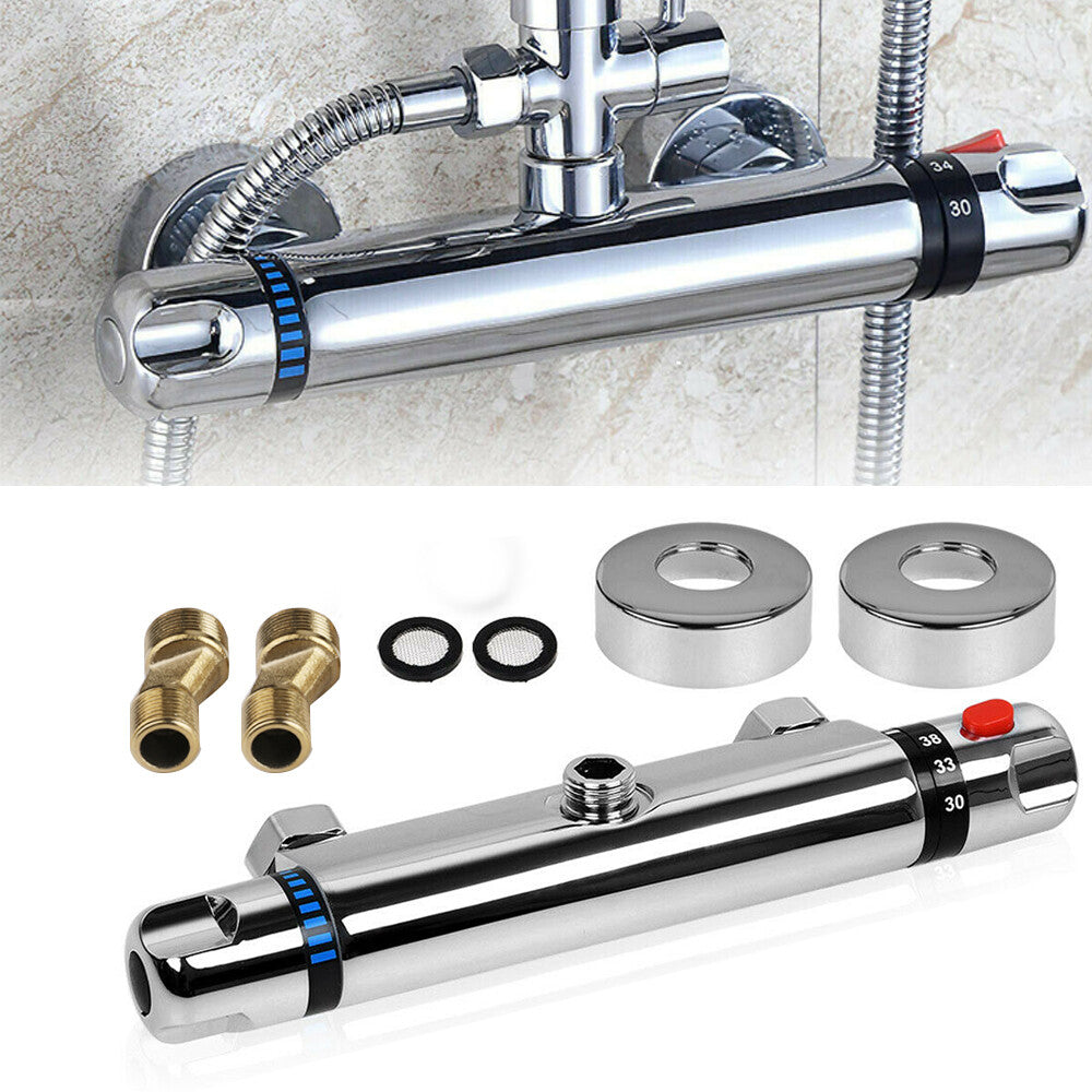 Salle de bain Bar exposé douche thermostatique mélangeur robinet Chrome 1-2in Outlet Royaume-Uni