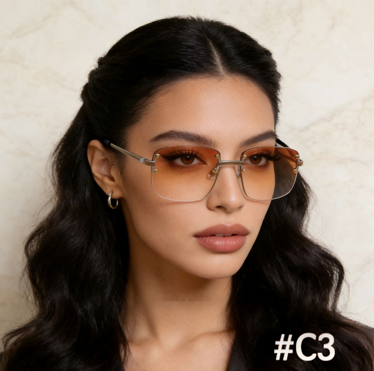 Lunettes de soleil carrées sans cadre
