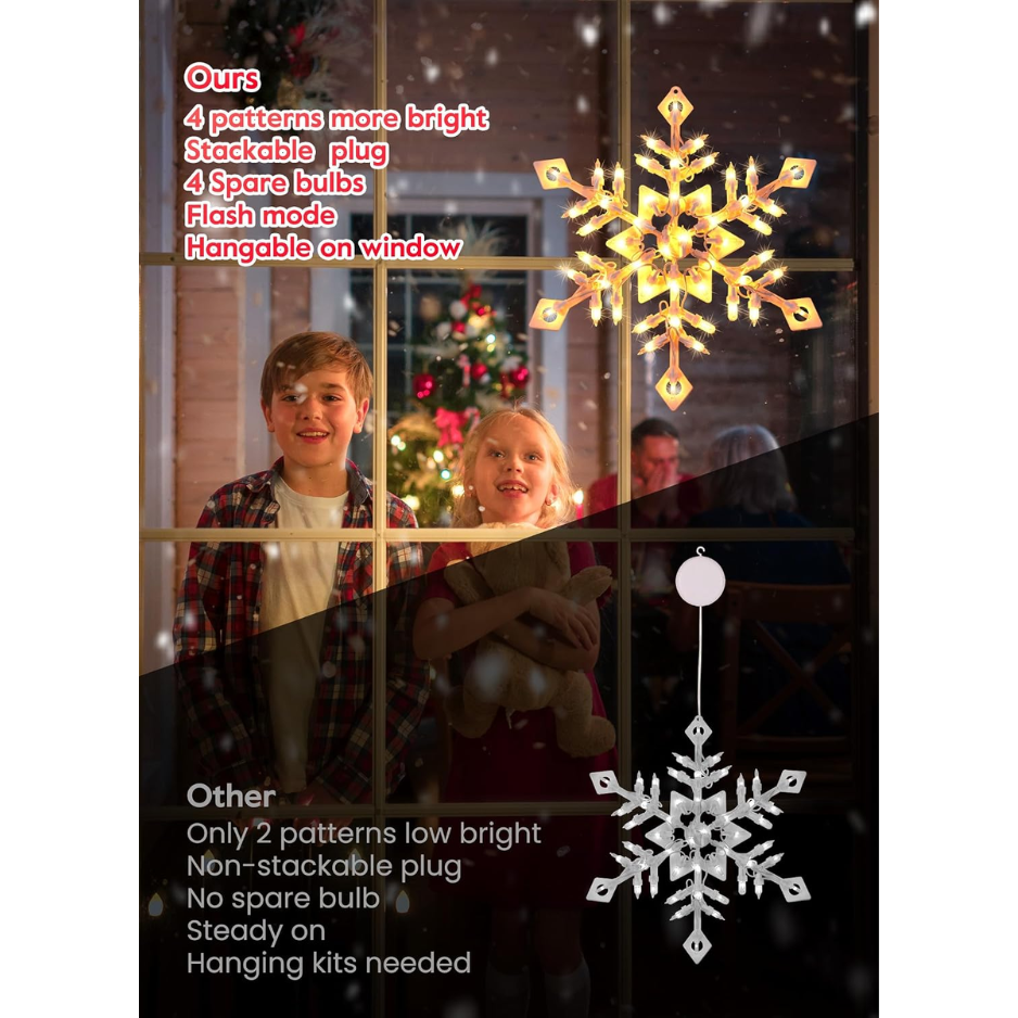 4 lumières de fenêtre de Noël Pack
