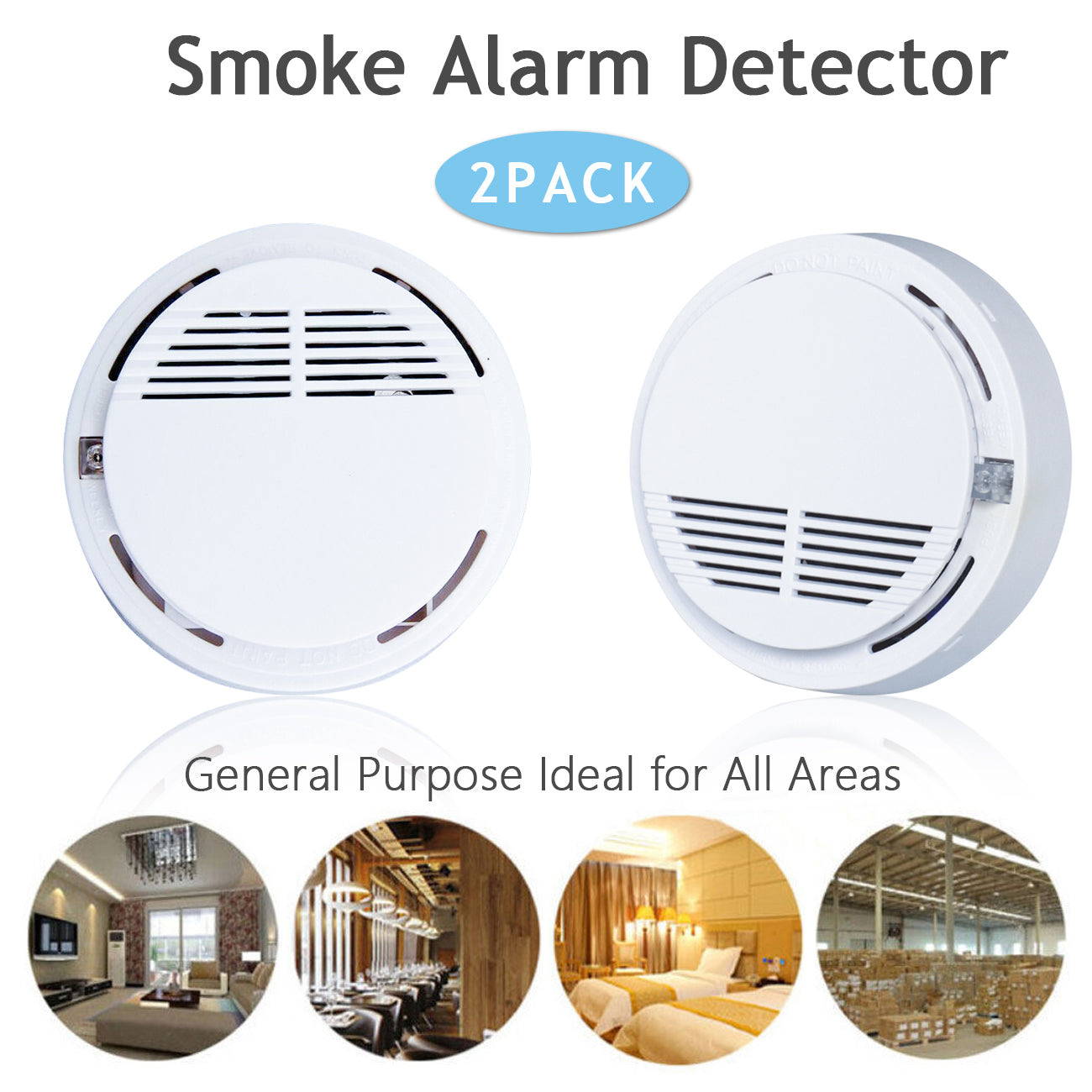 Détecteur d'alarme de fumée maison Détecteur d'alarme d'incendie avec batterie 9V