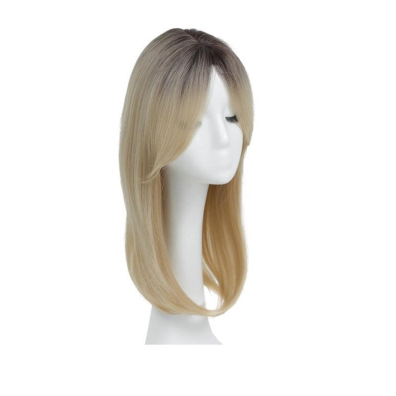 Coiffure longue droite moyenne femme - Coiffure synthétique pour couvrir les racines grises