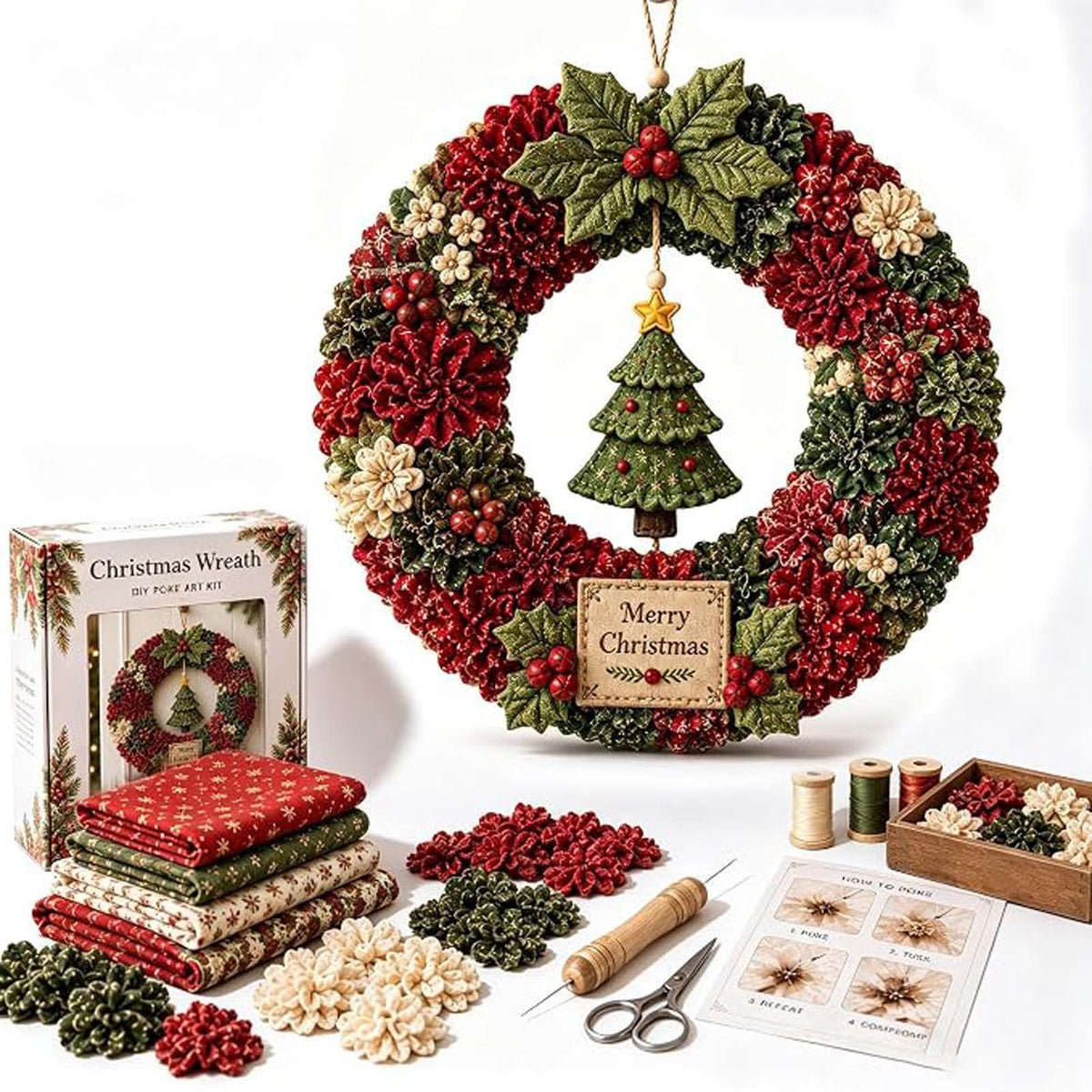 Kit de bricolage de la couronne de tissu de Noël