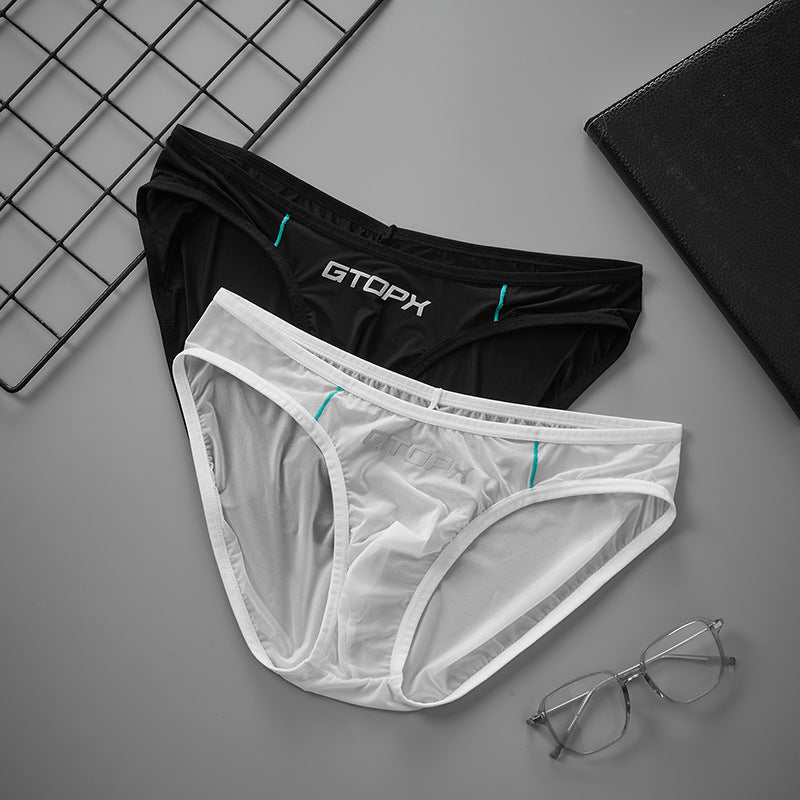 Sous-vêtements en soie de glace mince translucide pour hommes